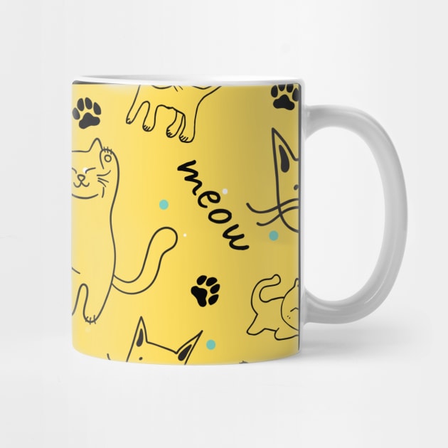 Doodle Cats Pattern by The WYLD Tribe